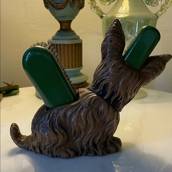 Vintage Syroco Scottie Dog Clothes Brush Holder Double Brush by KING New York - Picture 6 of 13